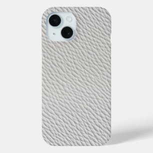 Lichtegrijze leren textuur telefoonhoesje iPhone 15 case