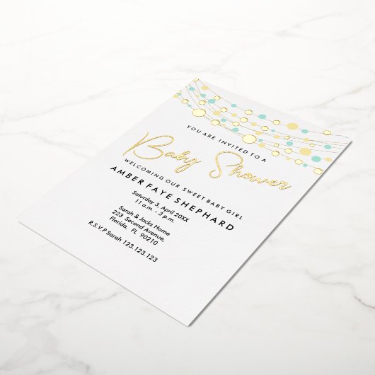 Lichten Baby Shower Uitnodiging - Geel & Groen (Gedraaid)