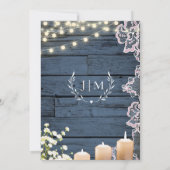 Lichten Baby's Breath & Kant Marine Blauw Hout Bru Kaart (Achterkant)