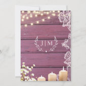 Lichten Baby's Breath & Kant Paarse Houten Bruilof Kaart (Achterkant)