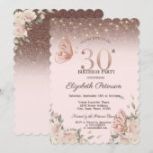 Lichten, bloemen glitter vlinders 30e verjaardag kaart (Voorkant / Achterkant)