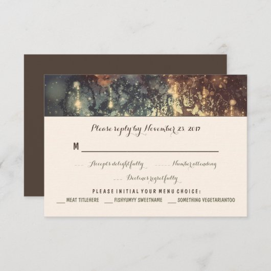 lichten boom romantische bruiloft RSVP kaarten (Voorkant / Achterkant)