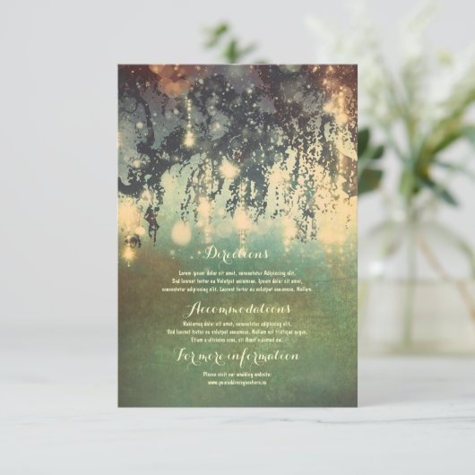 Lichten Boom takken Bruiloft Details invoegen Informatiekaartje (Staand voorkant)