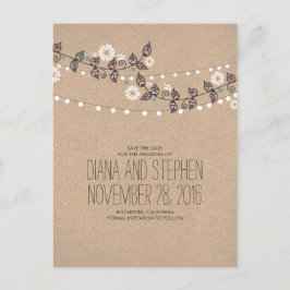 Lichten Branches Boho Modern Save the Date Aankondigingskaart