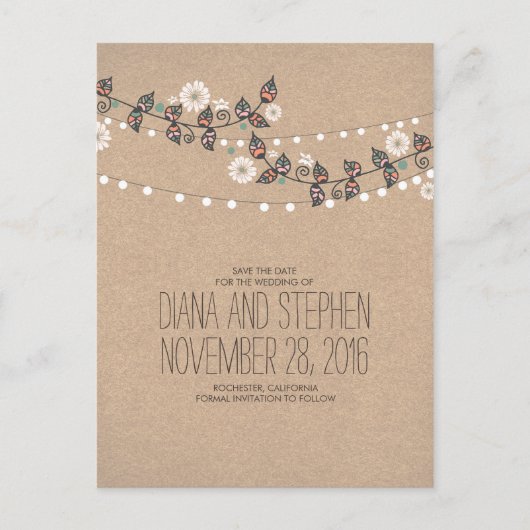 Lichten Branches Boho Modern Save the Date Aankondigingskaart (Voorkant)