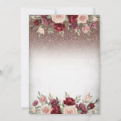 Lichten, Burgundy Flowers Glitter Quinceañera Kaart (Achterkant)