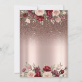 Lichten, Burgundy Glitter, Roos Gold Quinceañera Kaart (Achterkant)