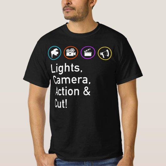 Lichten camera Actie & Afgesneden grappige fil T-shirt (Voorkant)