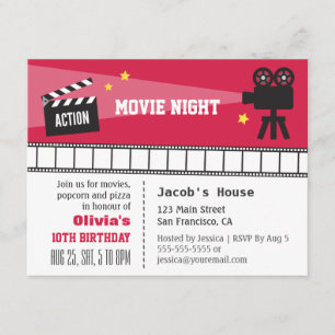 Lichten Camera Actie Film Nacht Verjaardagsfeestje Kaart