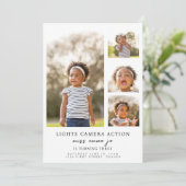 Lichten Camera Actie Foto Verjaardag Uitnodigen Kaart (Staand voorkant)