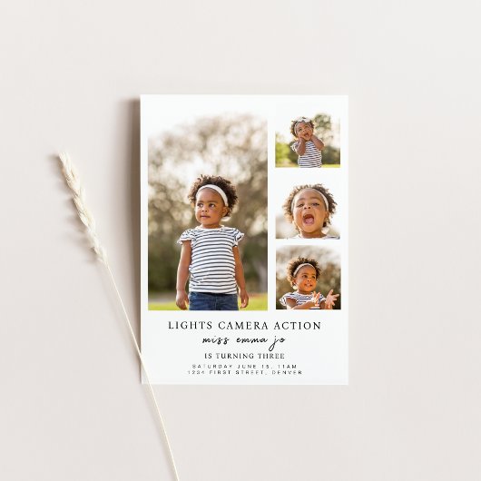 Lichten Camera Actie Foto Verjaardag Uitnodigen Kaart