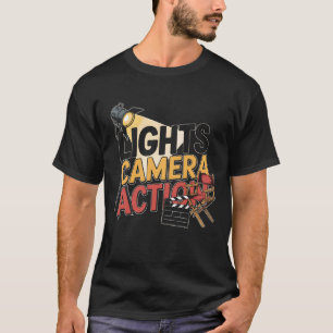 Lichten Camera Action Director Stoel Film maken F T-shirt