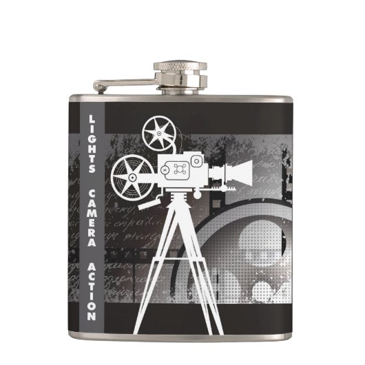 Lichten, camera, Action Flask, Movie Theme Heupfles (Voorkant)