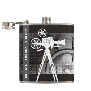 Lichten, camera, Action Flask, Movie Theme Heupfles