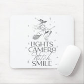 Lichten Camera Heks Glimlach Halloween Muismat (Met muis)