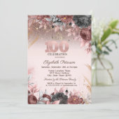 Lichten, Chique bloemen Glitter 100ste verjaardag Kaart (Staand voorkant)