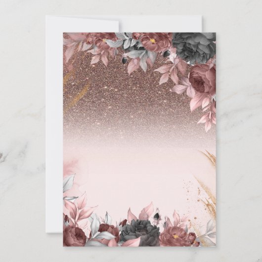 Lichten, Chique bloemen Glitter 60e verjaardag Kaart (Achterkant)