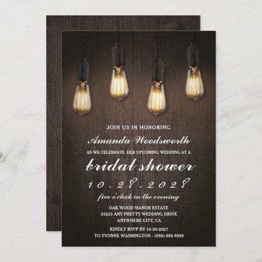 Lichten Chique Bruidsdouche Uitnodigingen (Voorkant / Achterkant)