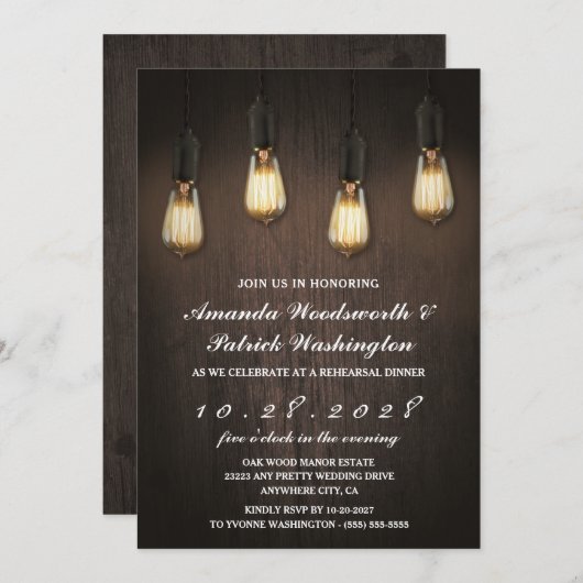 Lichten Chique repetitie Dineruitnodigingen Kaart (Voorkant / Achterkant)