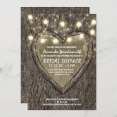 Lichten + eiken boom schors bruids douche uitnodig kaart (Voorkant / Achterkant)