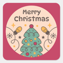Lichten en bomen Vrolijk kerstfeest Vierkante Sticker
