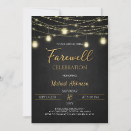 Lichten en Goud Elegant Script Afscheidsfeestje Kaart