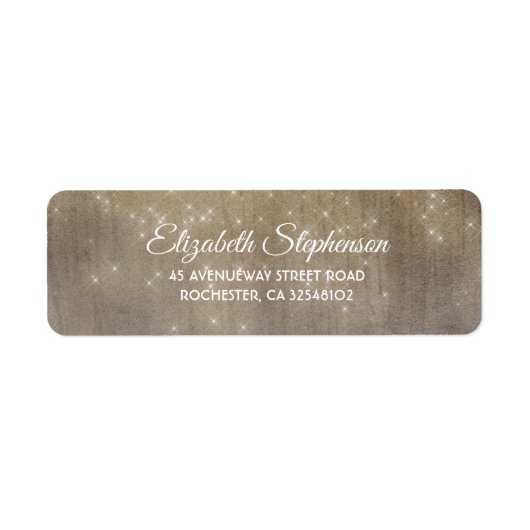 Lichten en hout dromerige bruiloft etiket (Voorkant)