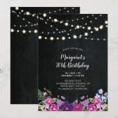 Lichten en karton Floral Adult Birthday Party Kaart (Voorkant / Achterkant)