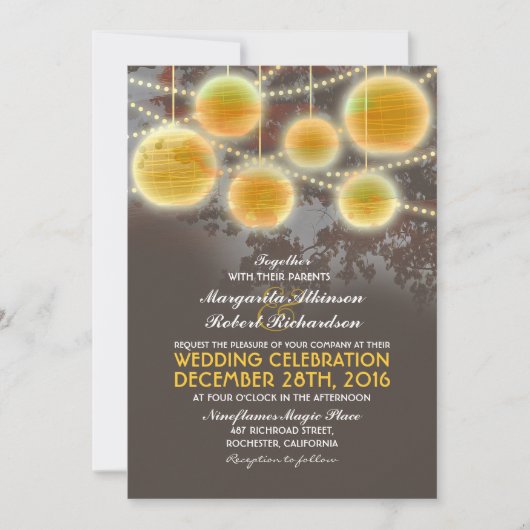 Lichten en lantaarns elegante bruiloft uitnodiging (Voorkant)