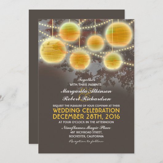 Lichten en lantaarns elegante bruiloft uitnodiging (Voorkant / Achterkant)