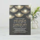 Lichten en paraplu's Chalkboard bruiloft Kaart (Staand voorkant)