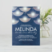 Lichten en paraplu's Navy Blue Vrijgezellenfeest Kaart (Staand voorkant)