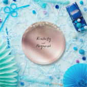 Lichten en Roos Gouden Glitter Bruiloft Papieren Bordje (Feest)