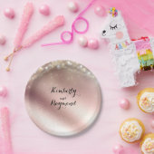 Lichten en Roos Gouden Glitter Bruiloft Papieren Bordje (Feest)