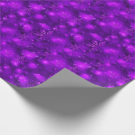 Lichten en sneeuwvlokken, Paars - Kerstmis Cadeaupapier