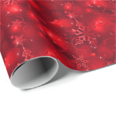 Lichten en sneeuwvlokken, rood - Kerstmis Cadeaupapier (Rol Hoek)