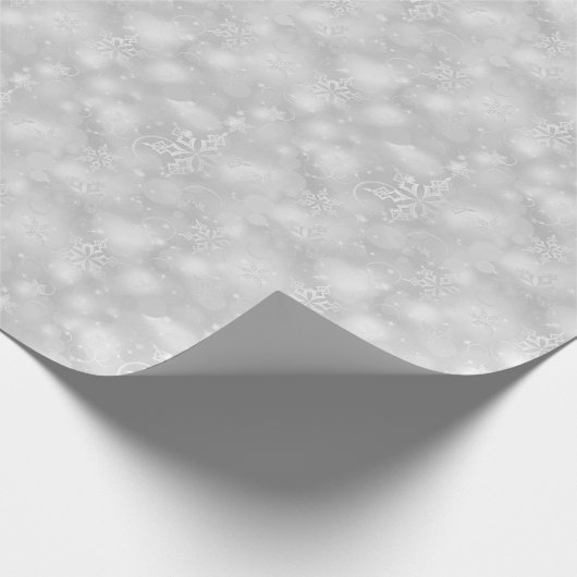 Lichten en sneeuwvlokken, zilver - Kerstmis Cadeaupapier (Hoek)