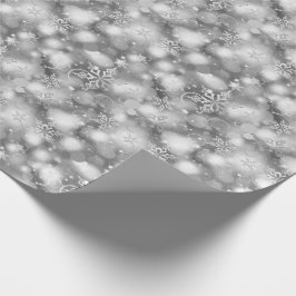 Lichten en sneeuwvlokken, zilver - Kerstmis Cadeaupapier