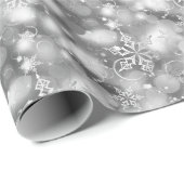Lichten en sneeuwvlokken, zilver - Kerstmis Cadeaupapier (Rol Hoek)