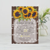 Lichten en zonnebloemen rustiek landelijk paar dou kaart (Staand voorkant)