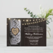 Lichten + gekarfde baarmoeder bruiloft uitvindinge kaart (Staand voorkant)