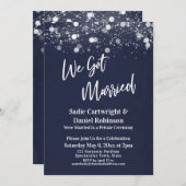 Lichten Getextileerd We Zijn Getrouwd Marineblauwe Kaart (Voorkant / Achterkant)