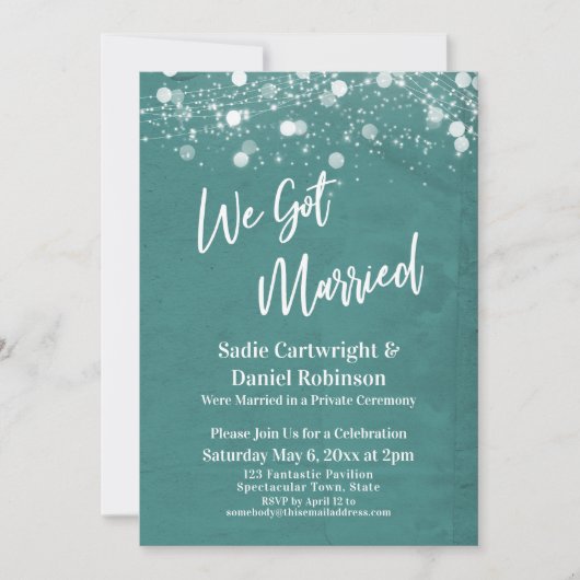 Lichten Getextureerd We Zijn Getrouwd Blauw Alleen Kaart (Voorkant)