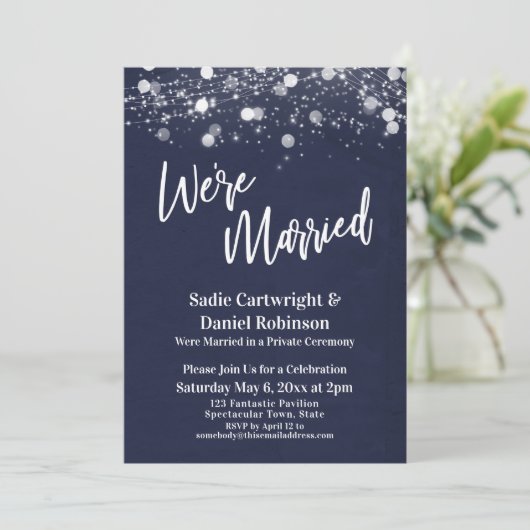 Lichten Getextureerd We zijn getrouwd Marine Ontva Kaart (Staand voorkant)