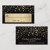 Lichten Gold Confetti Stippen op zwart Plaatskaartje (Voorkant / Achterkant)