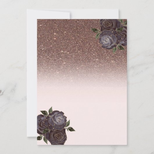 Lichten, grafische Rozen Glitter Sweet 16 Kaart (Achterkant)