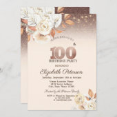 Lichten, Herfst Bloem Glitter Bokeh 100ste Verjaar Kaart (Voorkant / Achterkant)