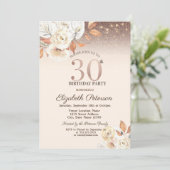 Lichten, Herfstbloemen Glitter Bokeh 30e verjaarda Kaart (Staand voorkant)