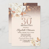 Lichten, Herfstbloemen Glitter Bokeh 30e verjaarda Kaart (Voorkant / Achterkant)