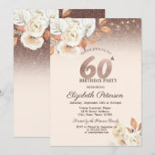 Lichten, Herfstbloemen Glitter Bokeh 60e verjaarda Kaart (Voorkant / Achterkant)